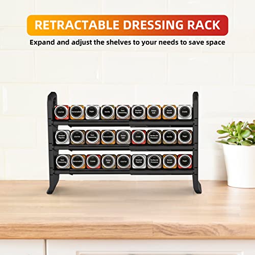 Houmeso 3-Tier Spice Rack Organizer For Cabinet Expandable Seasoning Organizer With 30 Spice Storage Jars For Cabinet, Kitchen Countertop, Black (Up To 27 Jars) #TOP5
