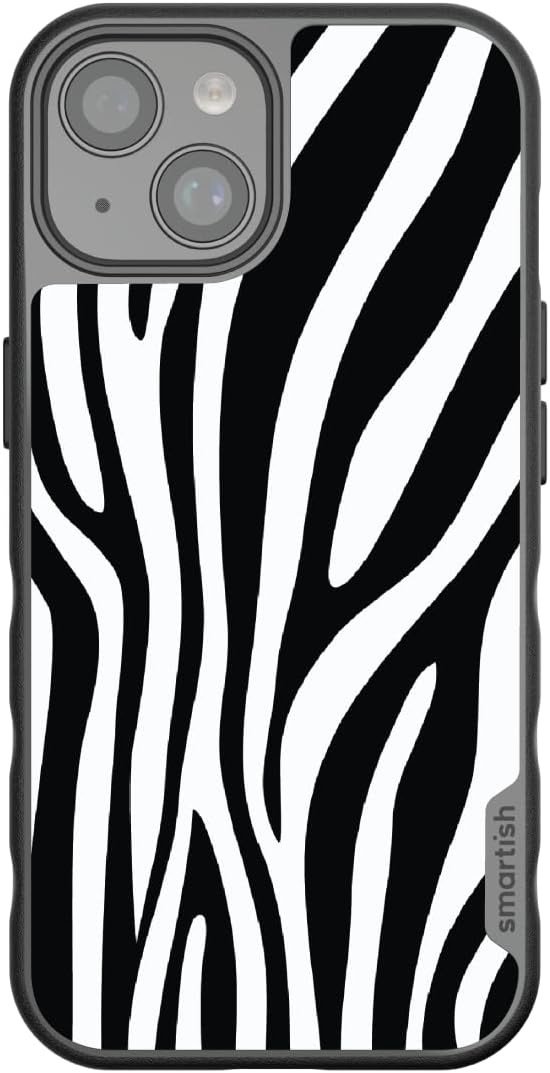 Smartish - Zebra - iPhone 15 MagSafe Case - Gripmunk [Lightweight + Protective] Thin Cover - Fits iPhone 15