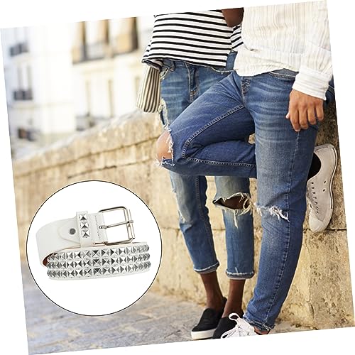 FRCOLOR Unique Decorative Rivet Belt Pu Leather Waistband Belt for Boys Girls No Buckle Fashion Accessory3