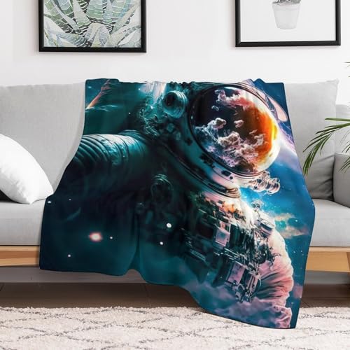Couverture astronaute impression 3D polaire flannel linge de lit 140x180 - 3