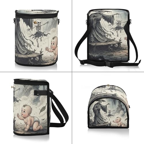 Image of Wudan Small Car Trash Can Chinese Skeleton Puppet Gothic Accessories for Garbage Storage Organizer with Lid Pnggoth Waterproof Portable Auto and Truck Interior Seat Bin