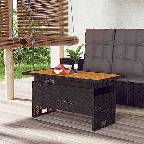 Table de Jardin en Bois D' Massif, Design Relevable, Matériau de qualité Supérieure, Noir 100 X 50 X 43/63 Cm, Table de Terrasse en Bois D' Massif et Poly...