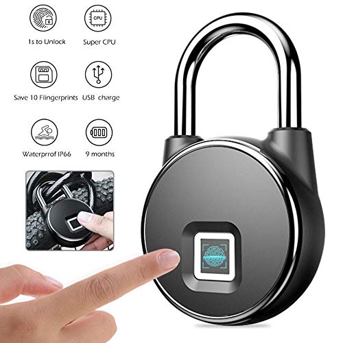 Preisvergleich Produktbild Cerradura de Huellas Digitales, leegoal Impermeable, Antirrobo sin Llave, Cerradura Inteligente para Huellas Dactilares con Carga USB para Por, Escuela, Gimnasio, Mochila, Maleta, Oficina