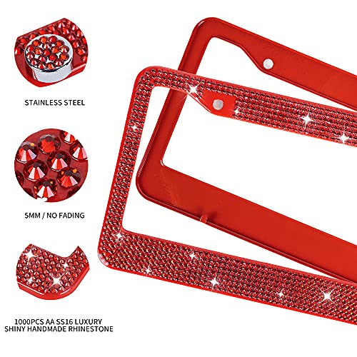 Miuincy CPK-R 2Pack Red Rhinestone License Plate Frame thumb #2