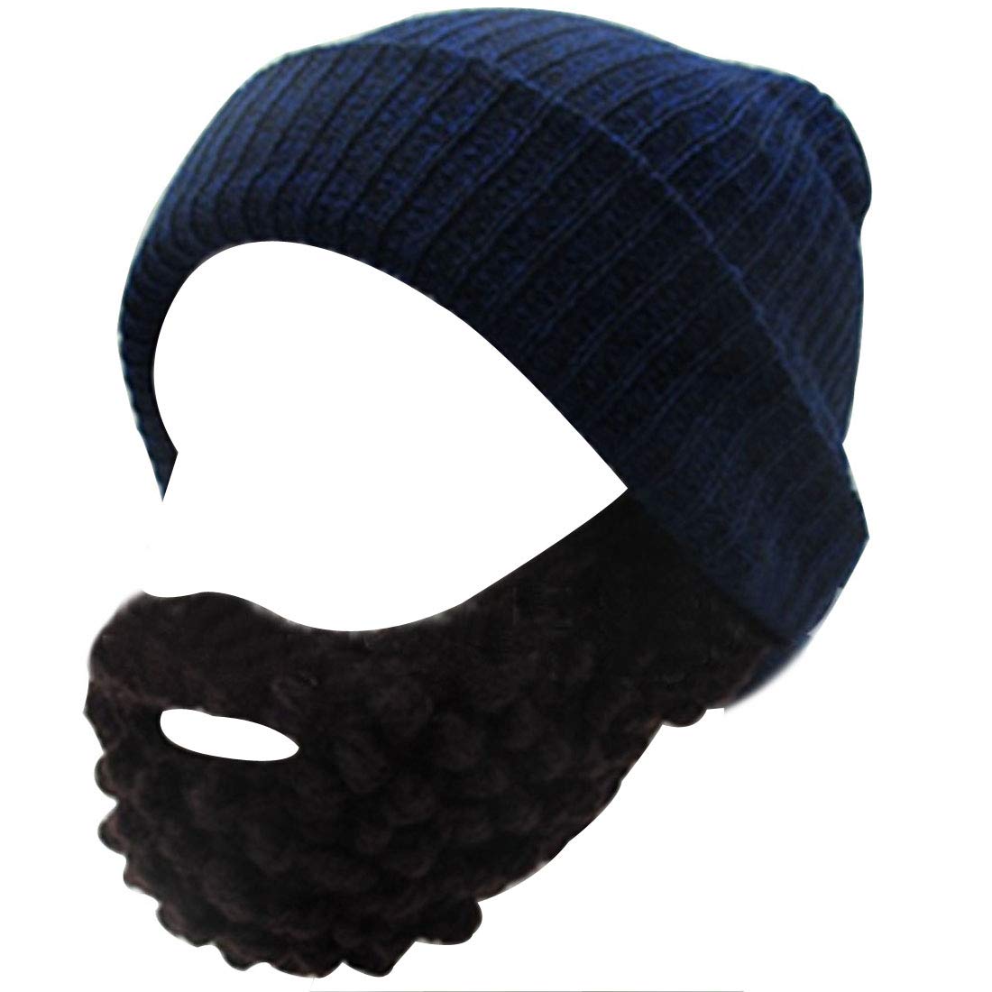 LerBen Men Women Beard Hats Warm Winter Knitted Beanie Caps Ski Hat Navy