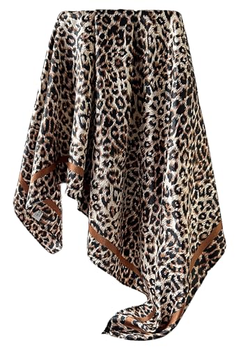 35" x 35" Leopard Print Square Scarf for Women Satin Hair Scarf Silk Like Neck Scarfs2