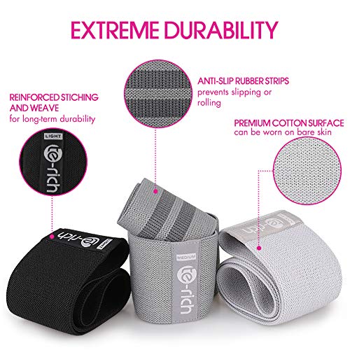 Te-Rich Resistance Bands For Legs And Butt, Fabric Workout Loop Bands, Set Of 3 #TOP5