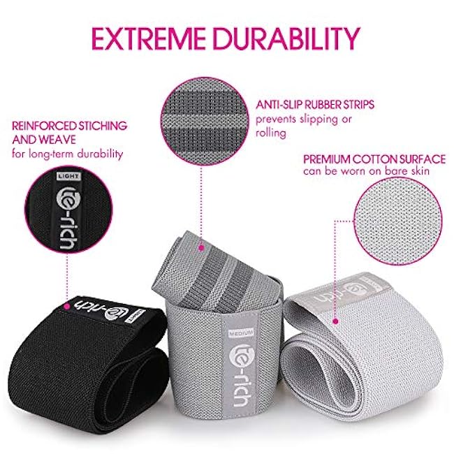 Resistance Bands, Fabric Workout Bands for Women & Men, Cloth Booty Resistance Loop Bands, Thick Squat Bands for Butt/Legs/Thigh/Hip/Glute Excersing