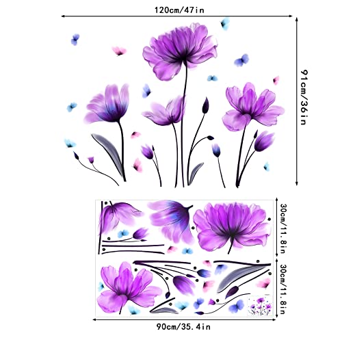Vinilo Decorativo Flores Moradas Adhesivo Removible miniatura 5
