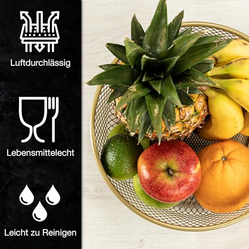 Moritz & Moritz Obstschale Metall gold Ø 25 cm Obstkorb Drahtkorb – Ansicht 3
