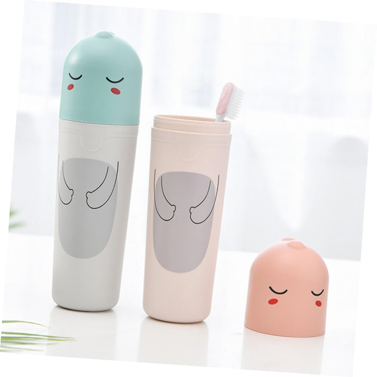 Beavorty 3 Set Custodia Per Spazzolino Portatile Titolare Scatole Di Immagazzinaggio Con Coperchi Spremiagrumi Dentifricio Toothbrush Holder Custodia Spazzolino Contenitori 2 Pezzi*3