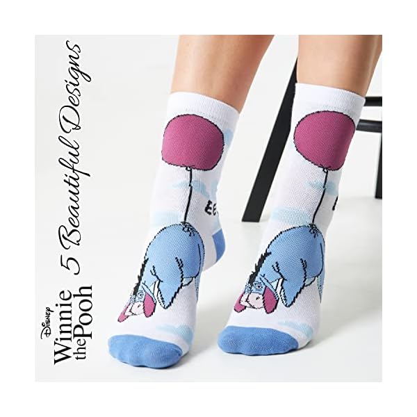 Disney Bunte Socken Damen 5er Pack Damen Socken Lustige Motive Baumwolle Geschenkset Lilo und Stitch, Winnie Pooh… – Bild 7