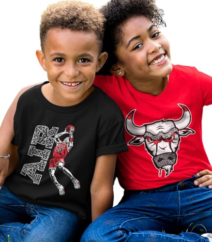 SNELOS Youth Kids Sneaker Matching Graphic T Shirt – The Bull Inspired Streetwear Tee for Boys and Girls