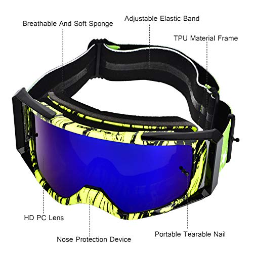 image for BOLLFO Motorcycle Goggles Motocross ATY Dirt Bike Goggles Anti-UV Safe