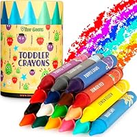 TinyGeeks Jumbo Crayons (18 Colors) – Non-Toxic, Washable Crayons for Toddlers and Kids (Ages 1-8) – Easy-to-Hold - Ideal for Travel, Art, and Learning