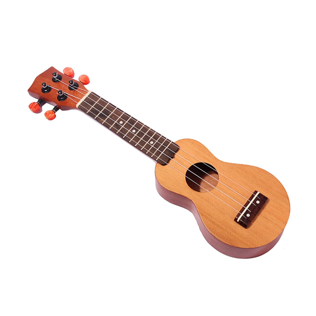 HANABASS Kleiner Taschen Ukulele aus Massiver Fichte mit Sapele Korpus 4 Saiten Schallloch Sopran Ukulele für Kinder Reisen 45 X 15 X 4,5cm