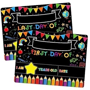 WaaHome First and Last Day of School Board 9X12 Double Sided Back to School Sign My 1st Day of Kindergarten Preschool Chalkboard Sign for Kids Girls Boys Back to School Photo Prop Supplies