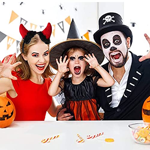 Mikqky 4 Stück Engel und Teufel Set - Hörner Stirnband, Zauberstab, Kostümzubehör, Roter Dreizack für Halloween Party