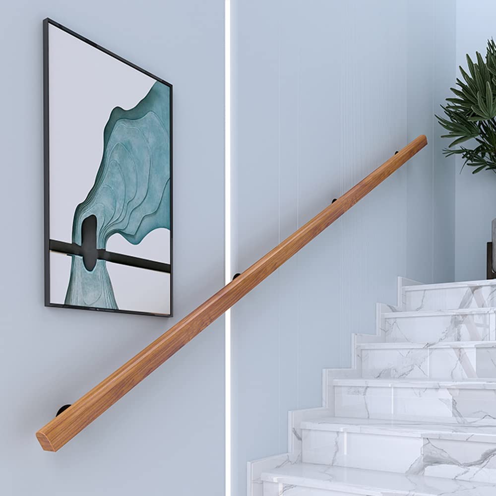 Stair Handrail Stair Banister Kit, Indoor Wood Stair Banister with Brackets, Safety Hand Grab Rail(0.6m(2ft))