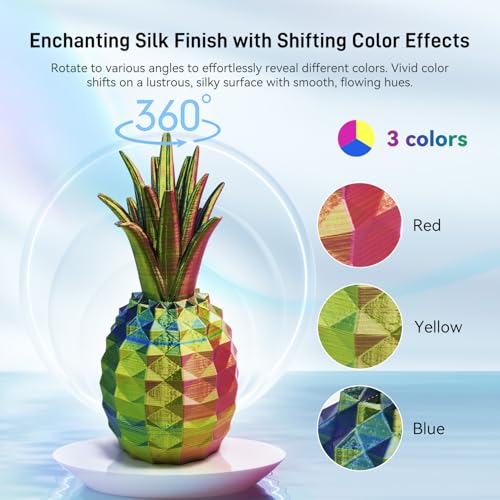 Image of FLASHFORGE Silk Tri-Color PLA Filament 1.75mm, Coextrusion Red Yellow Blue Triple Color Rainbow 3D Printer Filament, Enchanting Silk Finish with 360 Multicolor Shifting Color Effect