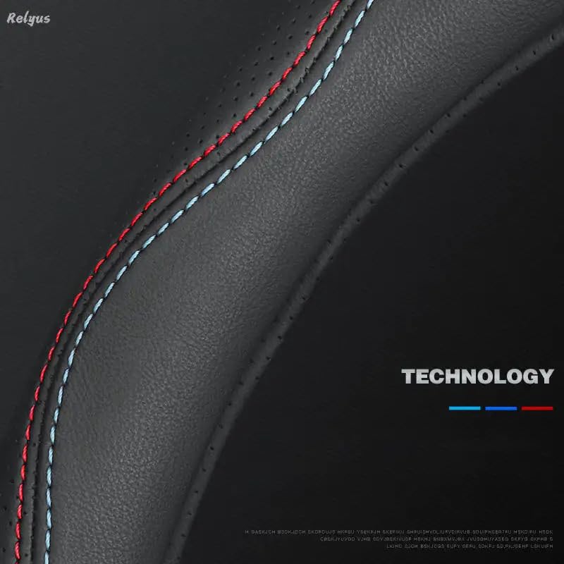 Image of Line Rider Microfiber Leather Sporty Steering Wheel Cover Universal Fits for 95% Truck,SUV,Cars,14.5-15inch Anti-Slip Safety Comfortable Desgin