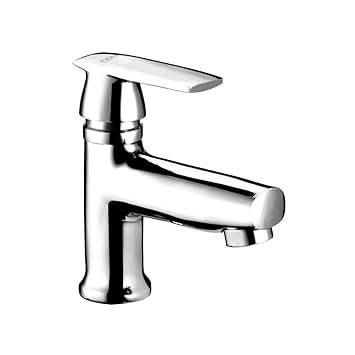 Cera Titanium F1003101 Stainless Steel Single Lever Pillar Cock with Aerator (Silver)