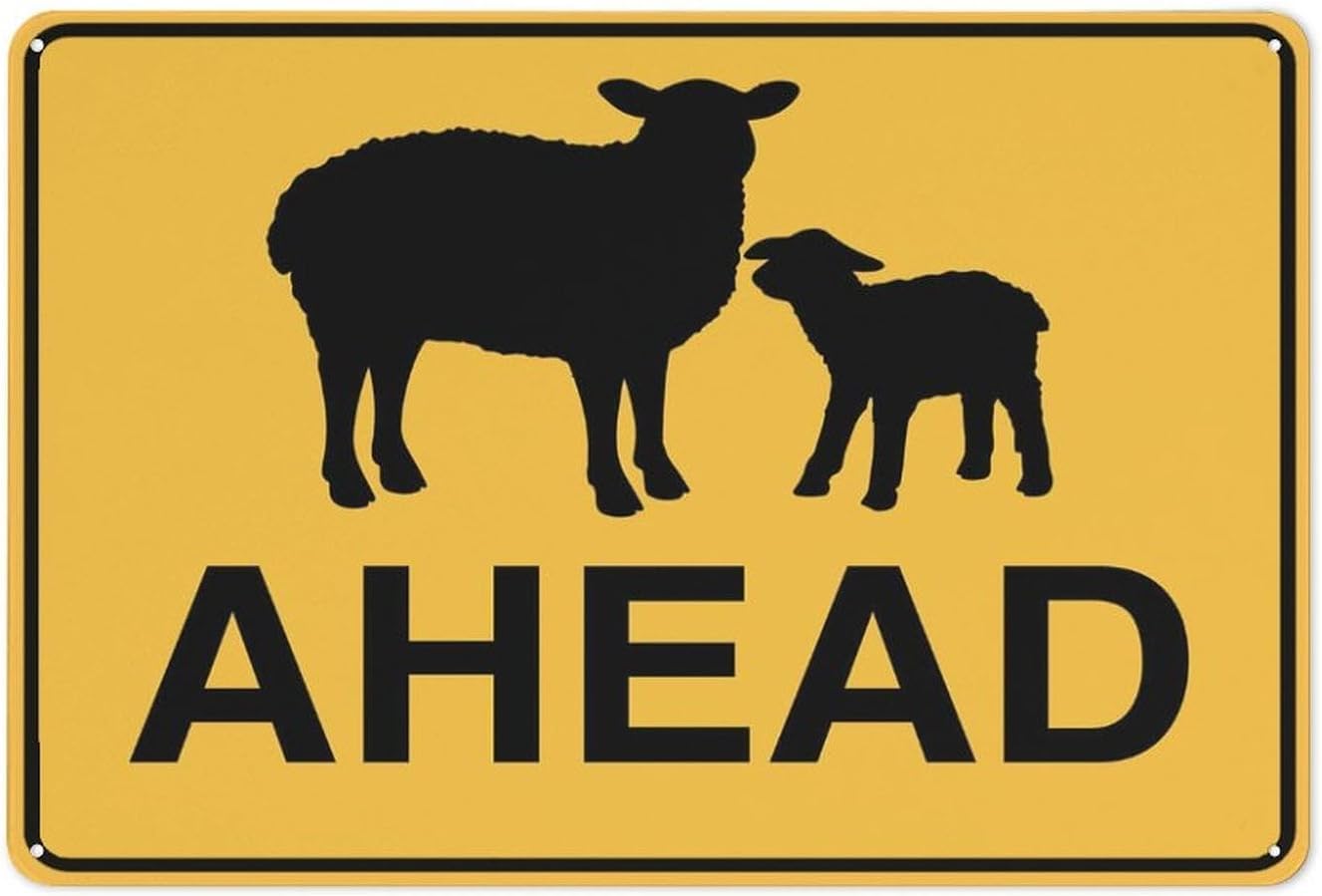 Sheep Ahead Rust-Free Aluminum Warning Sign - Weather Resistant, Waterproof, Easy to Mount for Rural Road, Farm, Ranch, Indoor/Outdoor 8x12 inch​