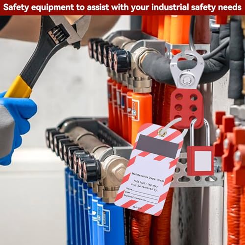 Image of Circuit Breaker Lockout Device Kit, Safty Padlock Loto Tags Hasps Set Electrical Lockout Tagout Kit Tag Hasp Safety Padlock Set Rustproof for Lock Out Tag Out Station