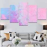 SIGNWIN 5 Panel Canvas Wall Art Modern Art 3D Abstract Abstract Brushstroke Contemporary Digital Art Fun Multicolor for Home Decorations Ready to Hang - 60
