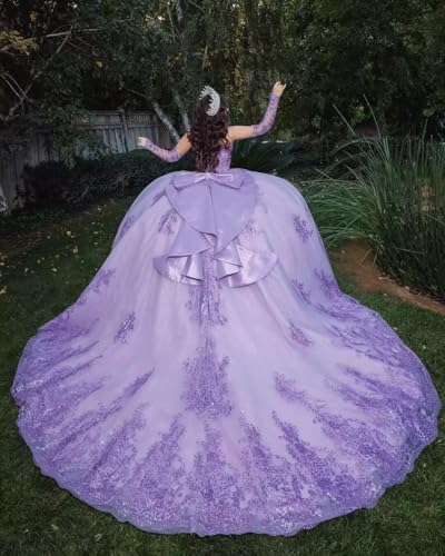 TRHTX Sparkly Beaded Quinceanera Dresses with Sleeves Puffy Tulle Sweet 16 Dresses Strapless Ball Gown2