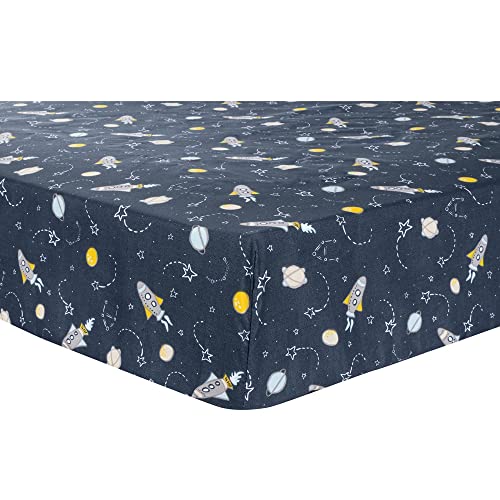 Image of Sammy & Lou Rockets 2-Pack Microfiber Fitted Crib Sheet Set, Fits Standard Crib Mattress 28 in x 52 in; Fully Elasticized,