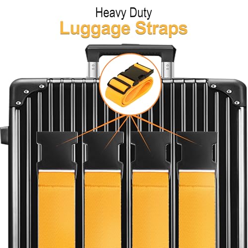 Image of Luggage Straps for Suitcases TSA Approved Travel Belt 4 Pack by Chelmon (Yellow)