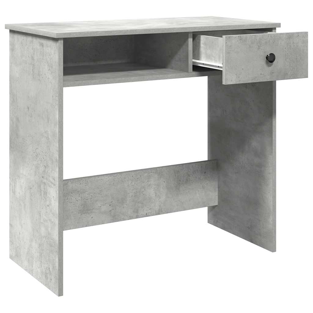 Escritorio gris hormigón de madera 80 x 40 x 75 cm con espacio de almacenamiento y amplia superficie de trabajo, ideal para oficina, oficina en casa, estudio y habitación infantil