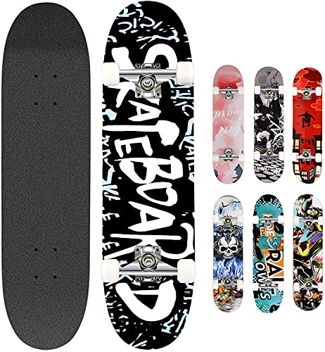 WeSkate Planche à roulettes pour débutants, 31 x 8 Complète Skateboard 7 Plis Double Kick Concave...