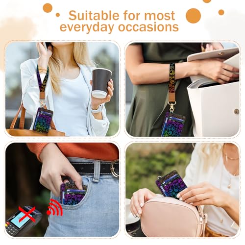 Image of Yonlevres Dog Paw Credit Card Holder Slim RFID Wallet Women Wristlet Small | Front Pocket, Handy, RFID Blocking, Woman Girls Ladies Gifts, D-ring for Keychain,Thin Mini Card Case, ID Window, PU Leather