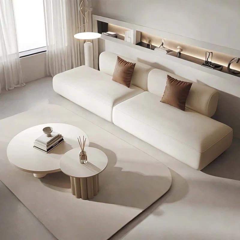 Image of Modern Velvet Living Room Interior chesterfiled Sofa Lounger 2-Pieces Sofa with Included Pillows (Cream)