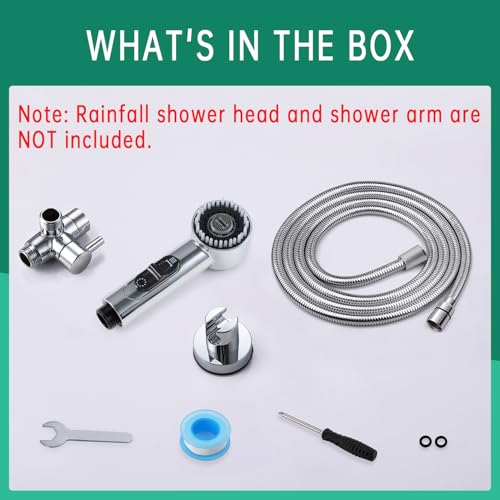 Grehge s Dog Shower Attachment for Pet Bathing and Washing, High Pressure 3 Mode Handheld Sprayer with ON/OFF Switch, Metal Diverter, 100 Inches Stainless Steel Hose, No Drill Hook