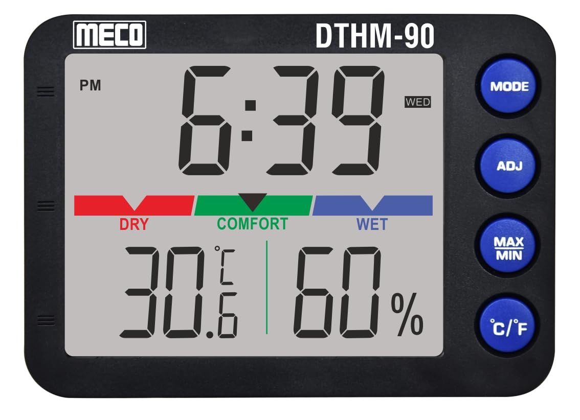 MECO DTHM-90 Desk Temperature & RH Meter with Clock & Calendar By Skyking ®-picture-27