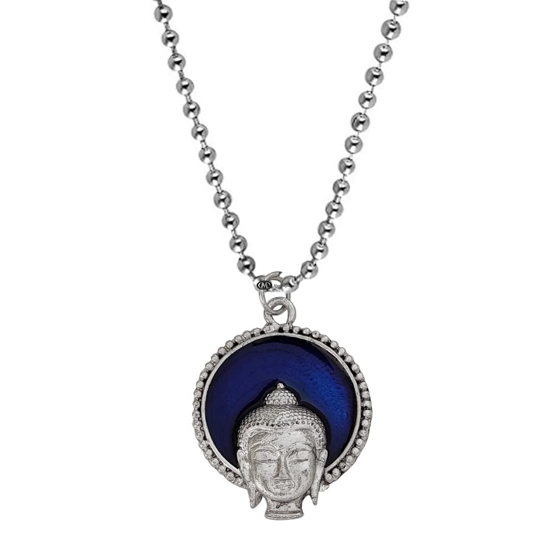 Meditation Mudra Gautama Buddha Head Buddhist Pendant Locket Necklace Jewelry Blue,Silver Zinc Metal Religious Spiritual Jewellery For Unisex-image-30