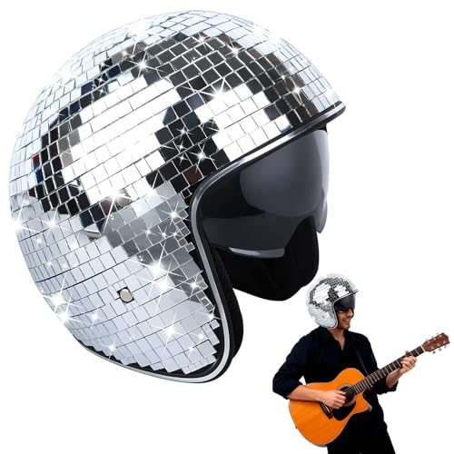 De Boule Disco en Verre Miroir - Avec Visière Rétractable, Casquette De Boule Disco en verre...