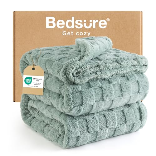 BEDSURE kuscheldecke 220x240 - Tagesdecke, Fleecedecke & Wolldecke, Sofadecke, Schachbrettmuster Decke XXL, Weiche Warme Karierte Decken für Zimmer...