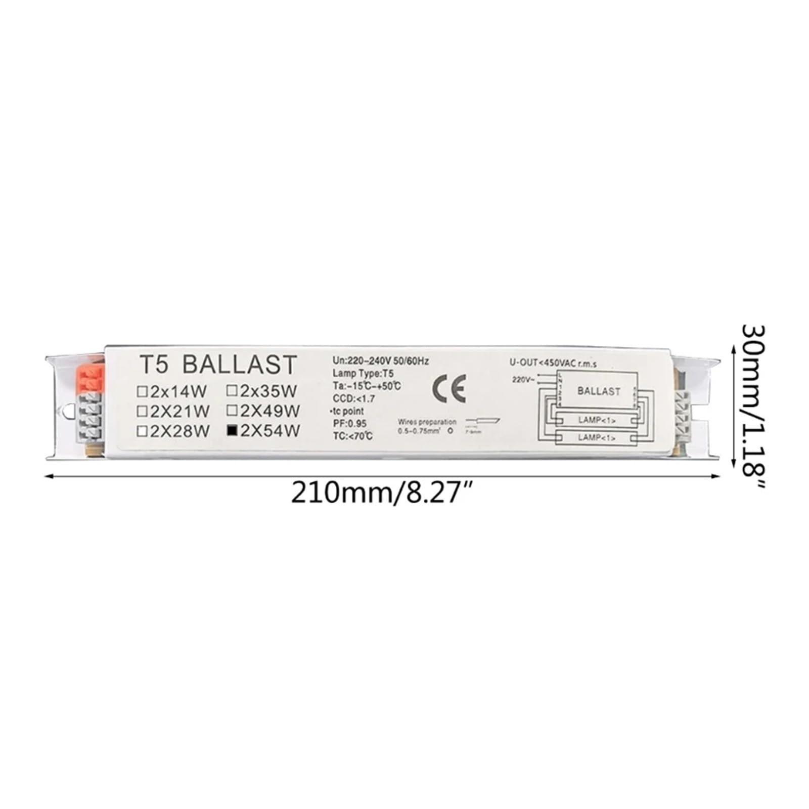 JUSTJUNFEN Ballast Électronique T5 2x14W - Lampe Fluorescente Haute Performance
