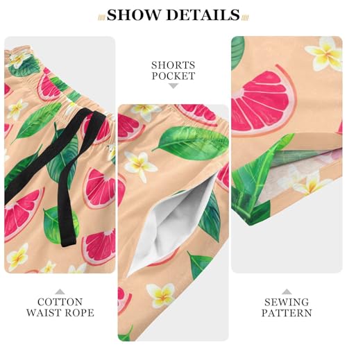 Men's Pajama Shorts Grapefruit Flowers Athletic Pajama Sleep Bottoms with Pockets 23019594