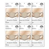 [MASCODE] 【 マスコード 公式店】マスク 不織布 バイカラーマスク 血色マスク 立体 花粉症 大きめ 小さめ 3Dマスク Mサイズ 6袋セット（1袋7枚入） (グレージュ（ブラック紐）)