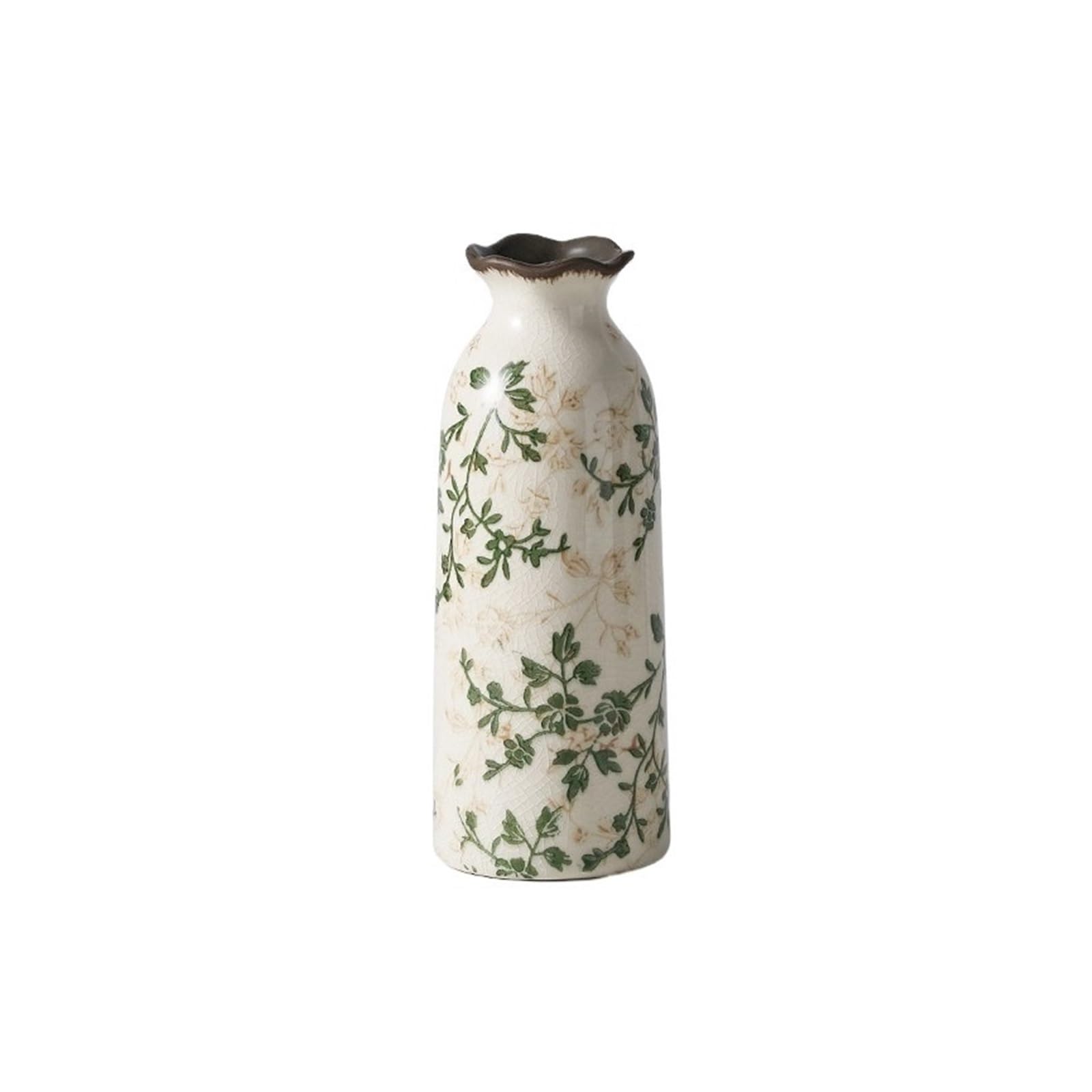 Vaso di Fiori Set di vasi Decorativi in ​​Ceramica Floreale Verde con Smalto craquelé for Soggiorno, Camera da Letto, Ufficio(M)