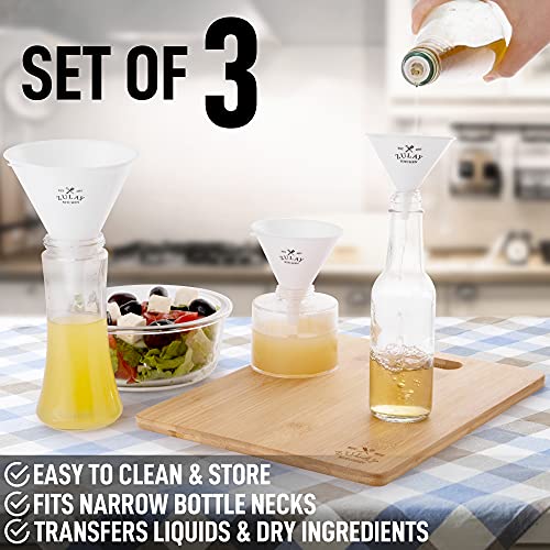 Zulay 3-Pieces Plastic Funnel Set - Large, Medium, And Small Kitchen Funnels For Filling Bottles - Food Grade Cooking Funnel Set Of 3 #TOP5