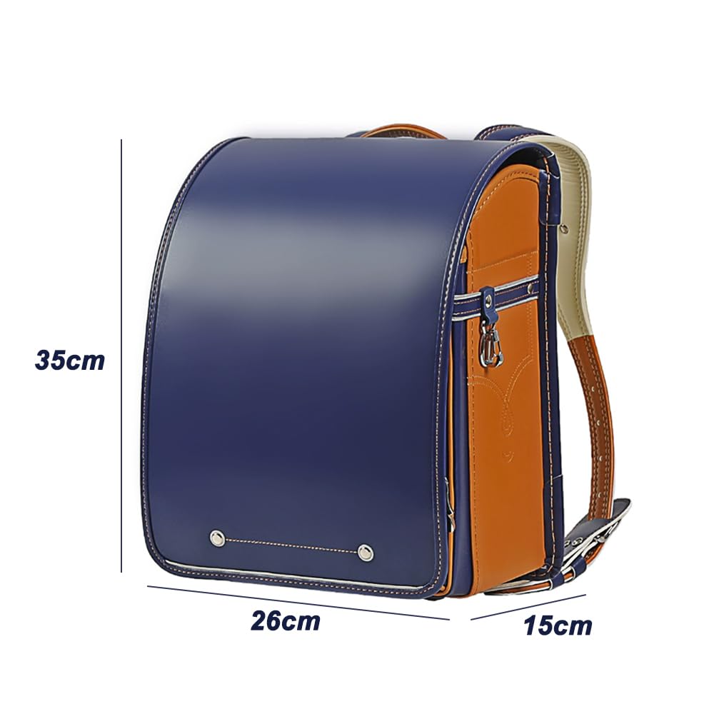 Borsa da Scuola in Stile Giapponese, può Contenere Cartelle A4, Protezione Posteriore E Traspirante, Pelle PU, Adatto A Ragazzi E Ragazze,B,35 * 26 * 15CM