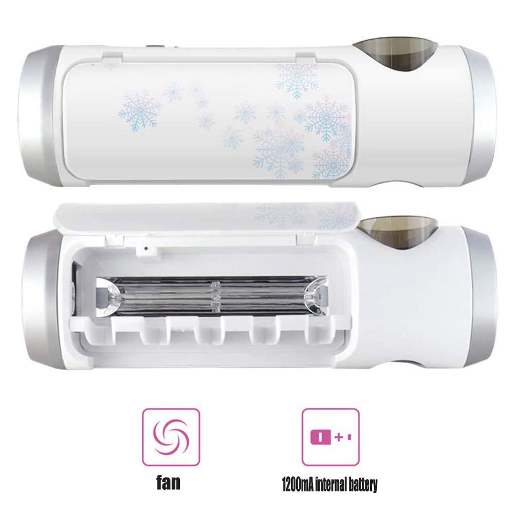 TJH Esterilizador con Soporte de Cepillo de Dientes UV, Rack de Secado de Cepillo de Dientes montado en la Pared, Caja de desinfección portátil para Cepillo de Dientes - Instalación sin Perforaciones