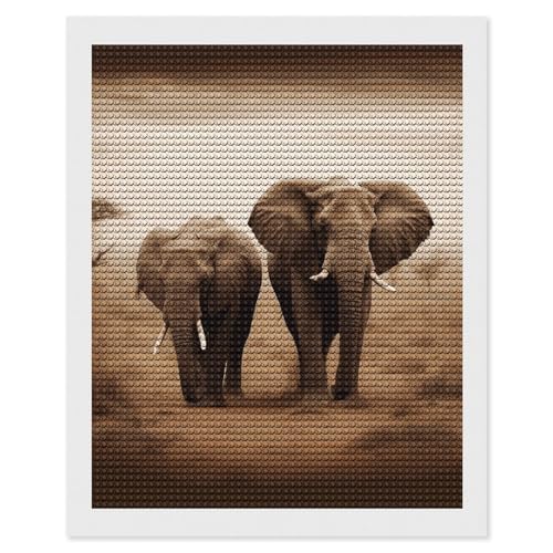 Peinture diamant animaux sauvages éléphants bricolage créatif strass ronds mosaïque