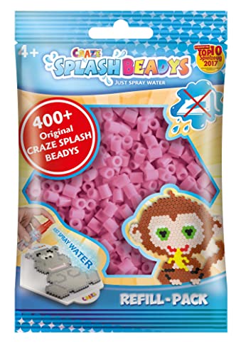 CRAZE Splash Beadys - Kit de Perlas de Agua para Niños, 400 Piezas Rosa con Purpurina, Juego Creativo Sin Plancha, Fácil de Pegar